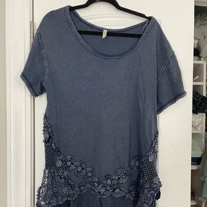 Free People Oversized T Shirt with Lace Bottom